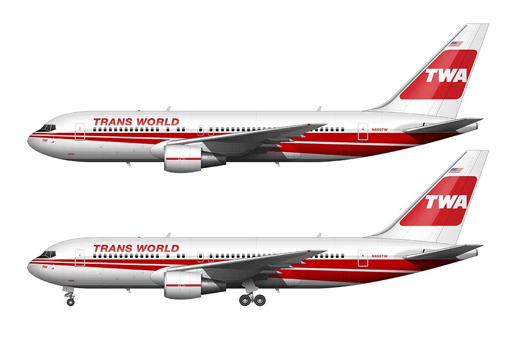 TWA 767-200 dual stripes livery