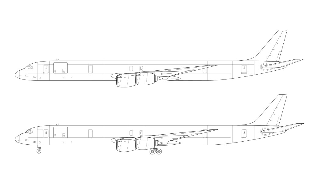 DC-8-73(CF) freighter line drawing
