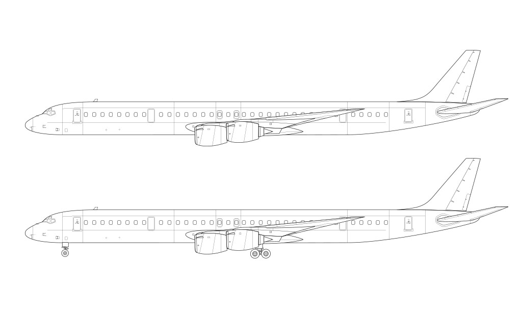 Douglas DC-8-73 line drawing / blueprint