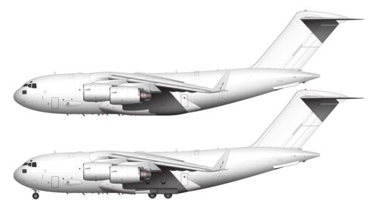 Boeing C-17 Globemaster III side view blank illustration templates