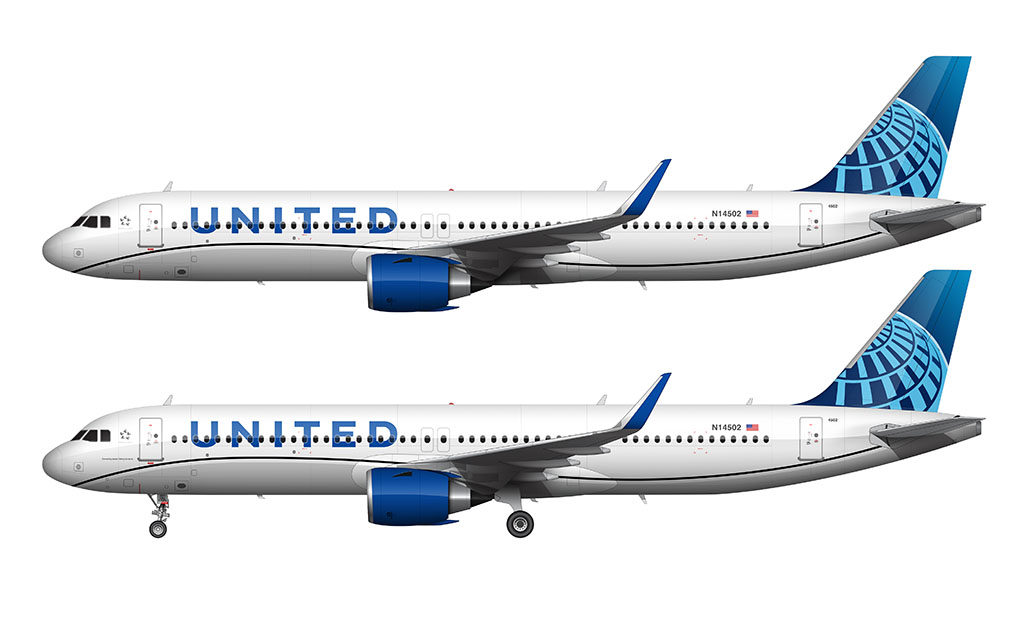 Airbus A321neo in the 2019 United Airlines livery
