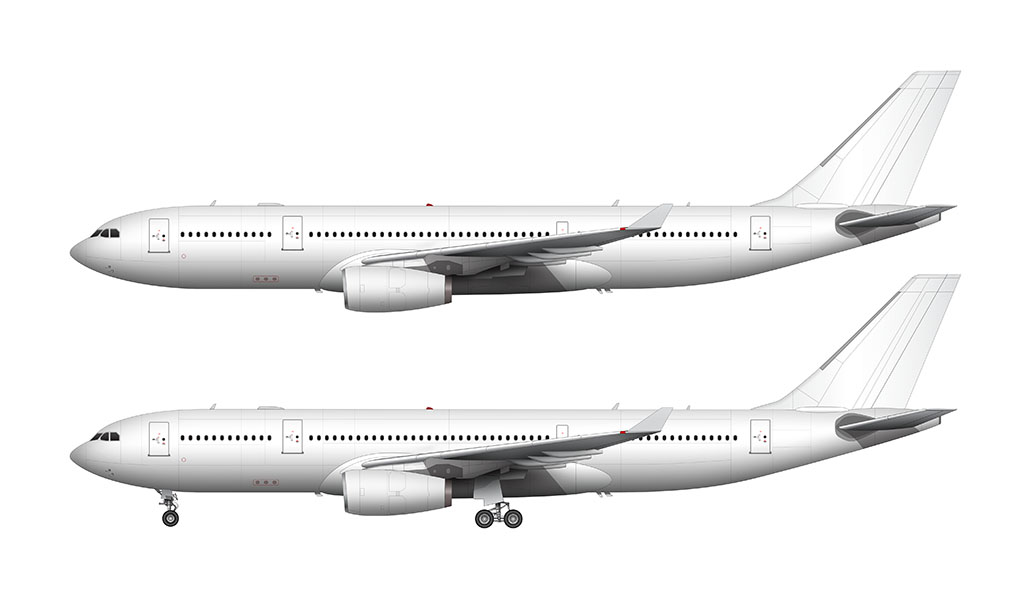 All white Airbus A330-200 with Rolls Royce engines