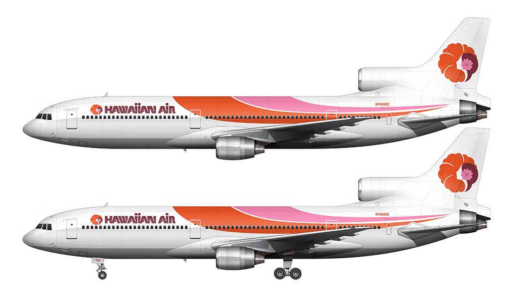 Hawaiian airlines 1973 livery on the on the Lockheed L1011