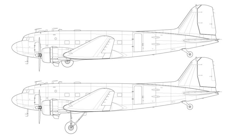 Douglas DC-3 blank illustration templates – Norebbo