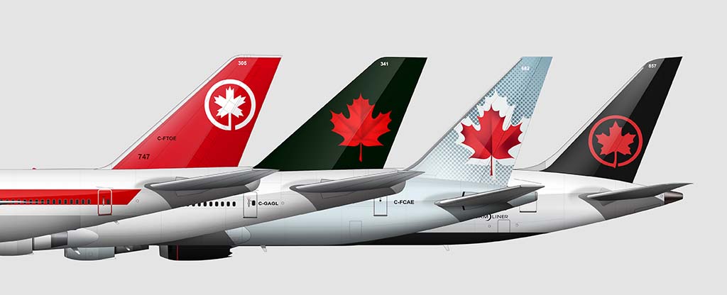 All Air Canada tail designs since 1965